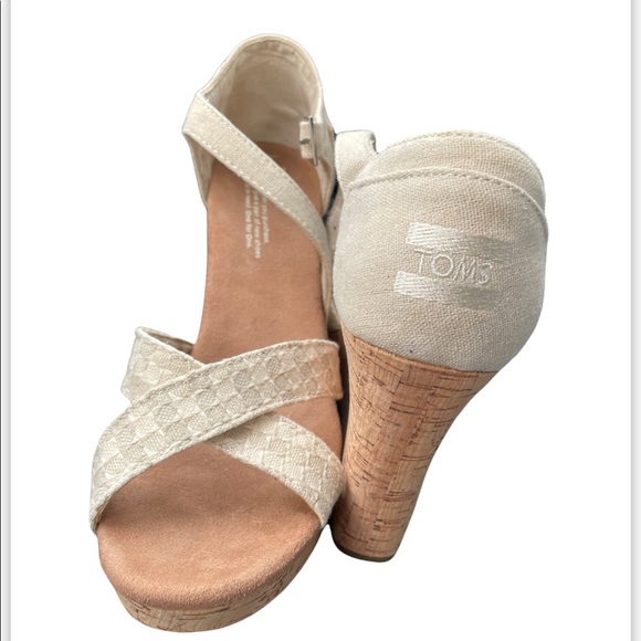 Toms Shoes - TOMS Beige Wedge Sandal with Ankle Strap